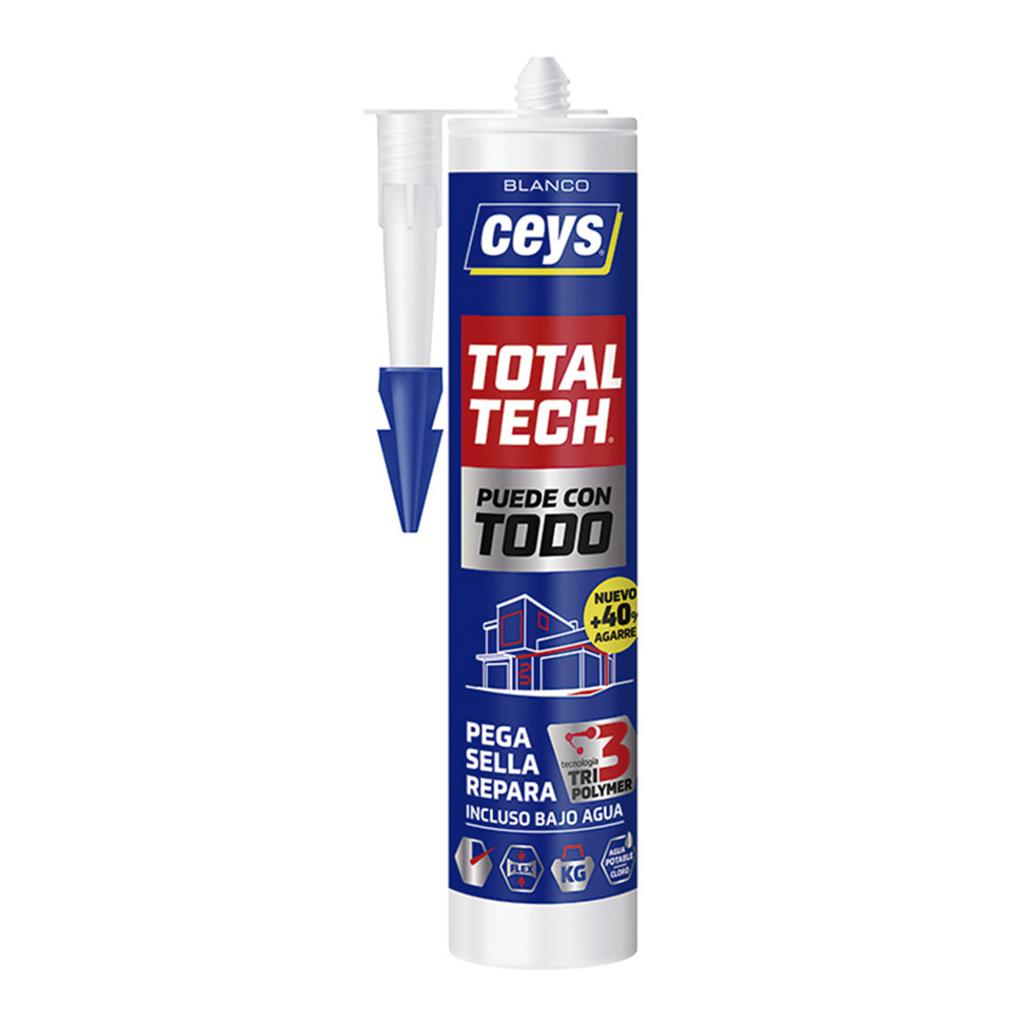 ADHESIU SELLADOR CEYS MS-TECH/TOTAL TECH BLANC  290ml Pega, Sella sobre superficies humides 25min. (1 UD)