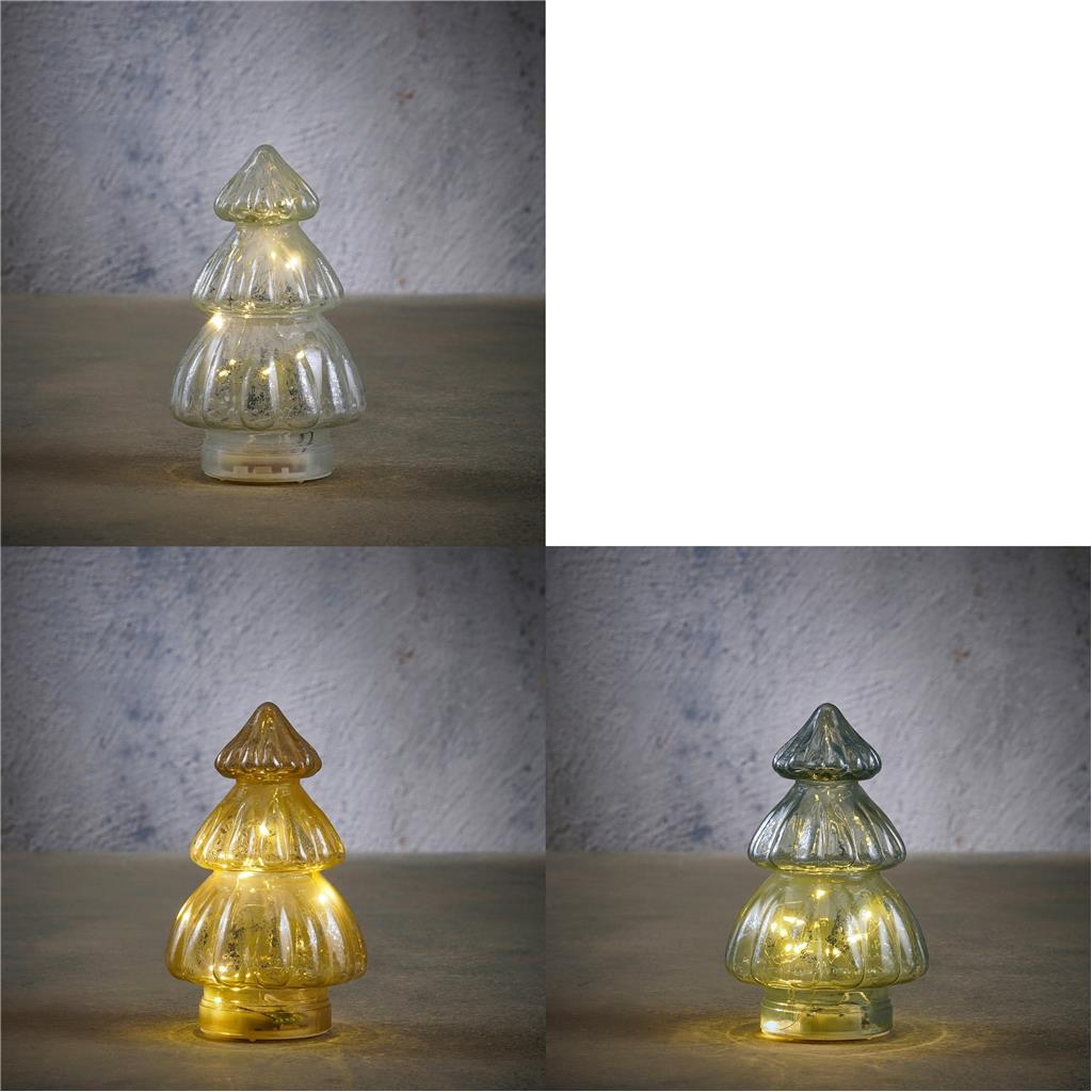 ARBRE VIDRE COLORS GROC, BLANC, VERD AMB 10 LEDS h19,5xD.12cm DH&G (1 UD)