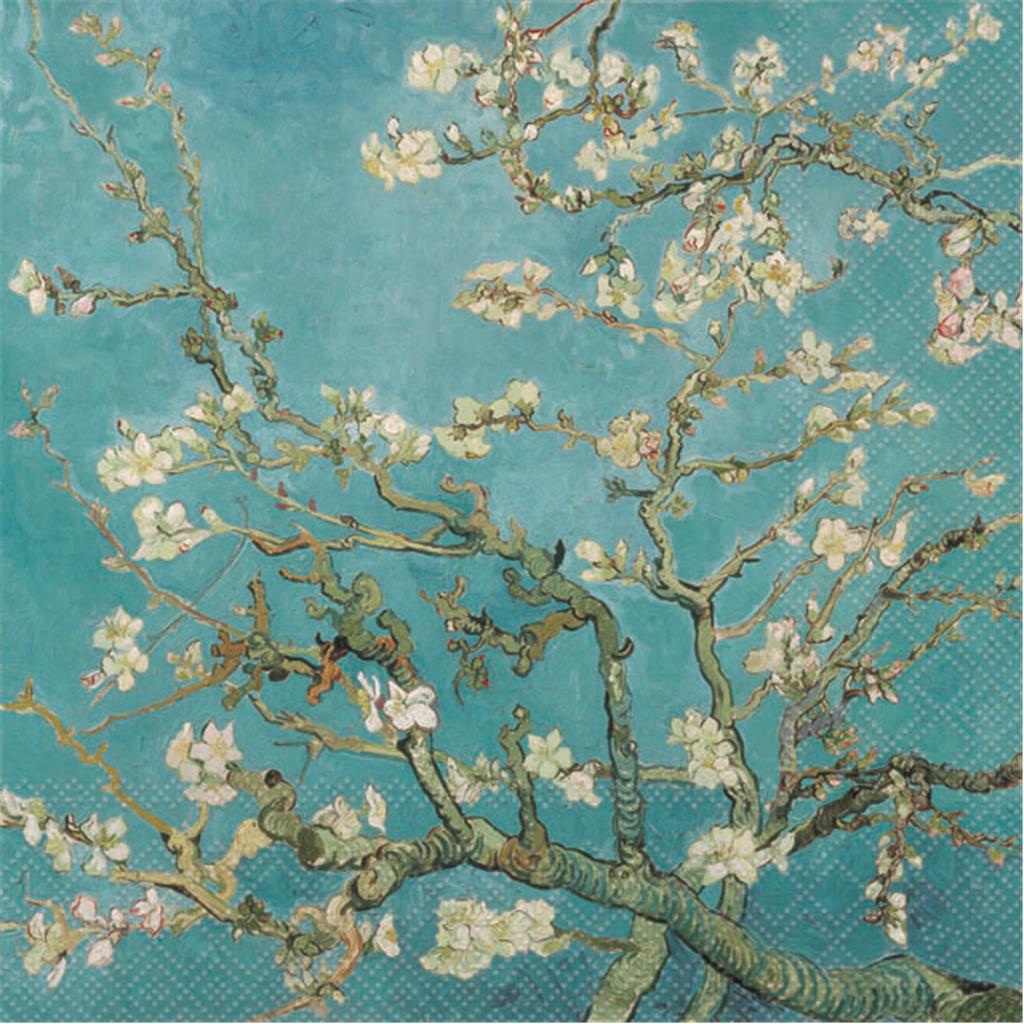 PAQUET 20 TOVALLONS PAPER 33x33cm MOD.ALMOND BLOSSOM AMBIENTE (1 PQ)