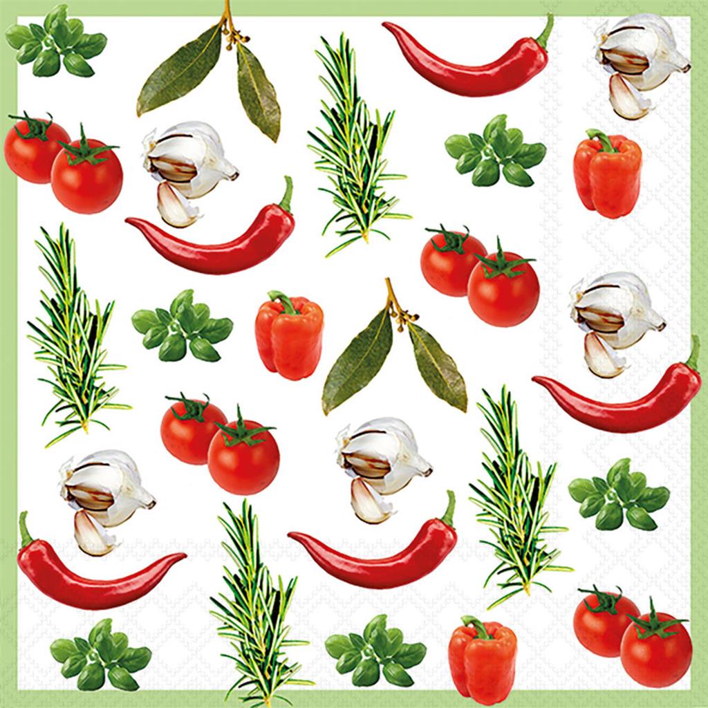 PAQUET 20 TOVALLONS PAPER 33x33cm MOD.ITALIAN VEGETABLES AMBIENTE (1 PQ)