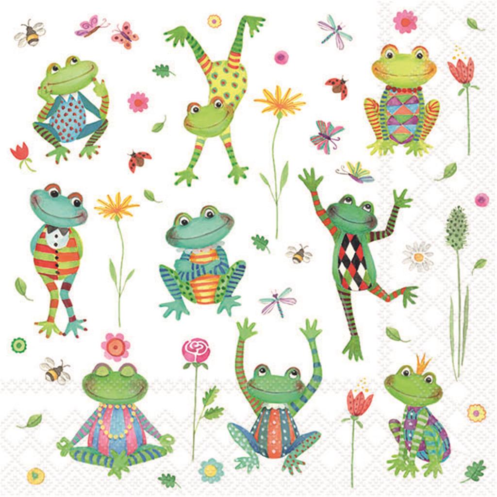 PAQUET 20 TOVALLONS PAPER 33x33cm MOD.HAPPY FROGS AMBIENTE (1 PQ)