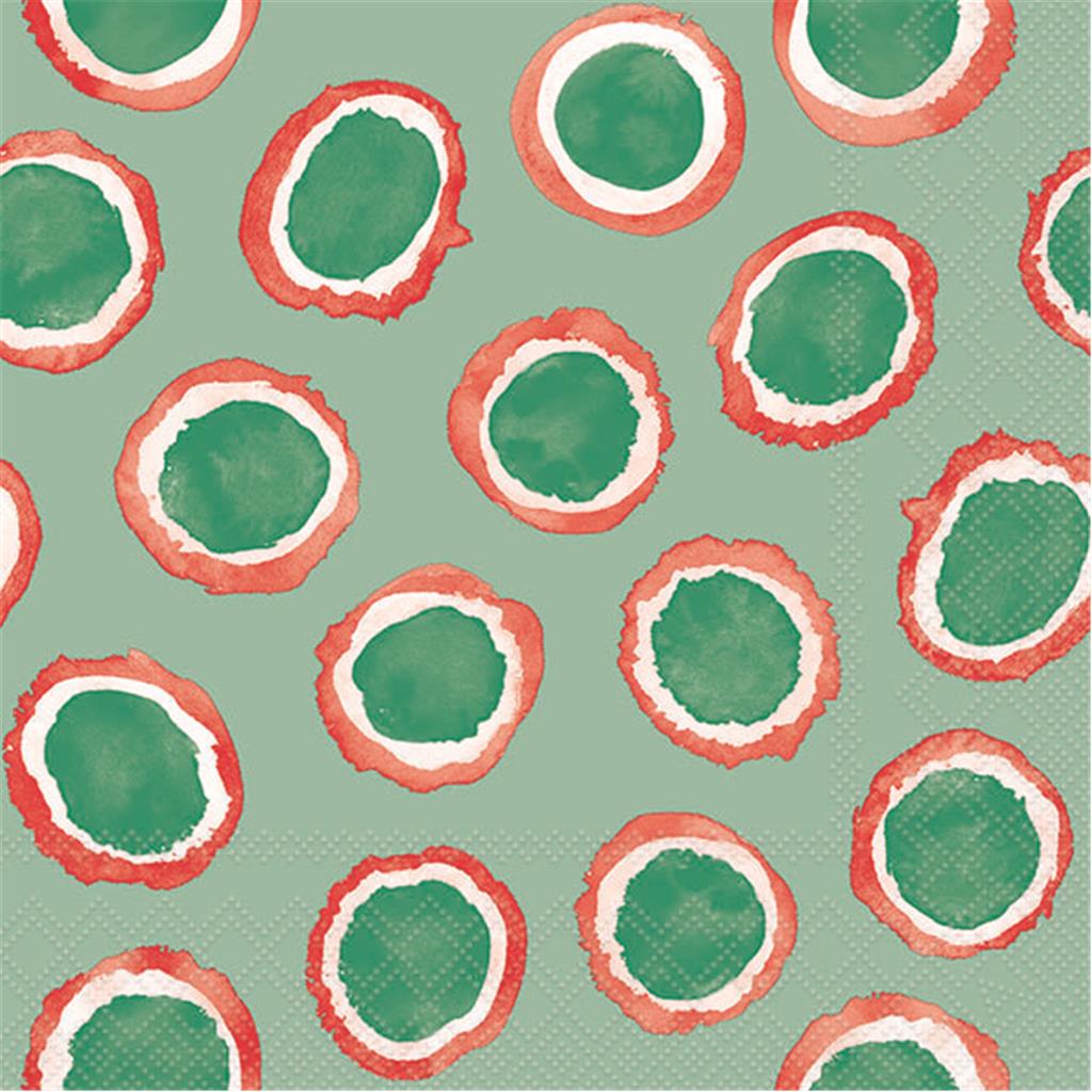 PAQUET 20 TOVALLONS PAPER 33x33cm MOD.AMARA GREEN/RED AMBIENTE (1 PQ)