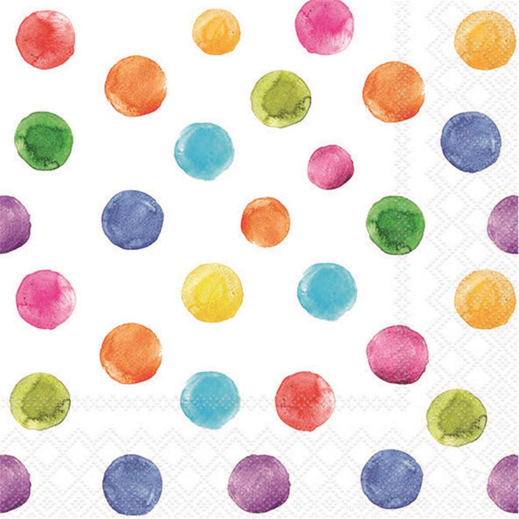 PAQUET 20 TOVALLONS PAPER 33x33cm MOD.POLKA DOTS WHITE AMBIENTE (1 PQ)
