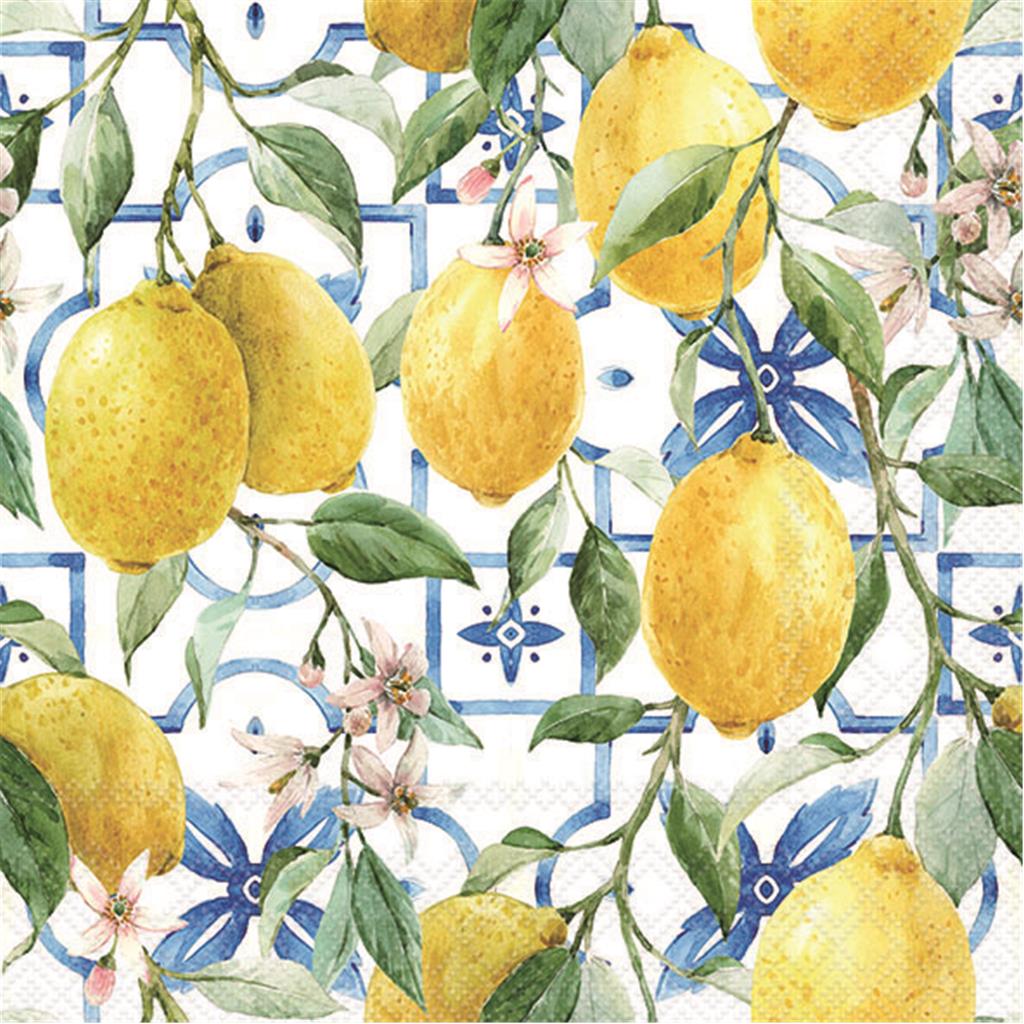 PAQUET 20 TOVALLONS PAPER 33x33cm MOD.MEDITERRANEAN LEMONS AMBIENTE (1 PQ)