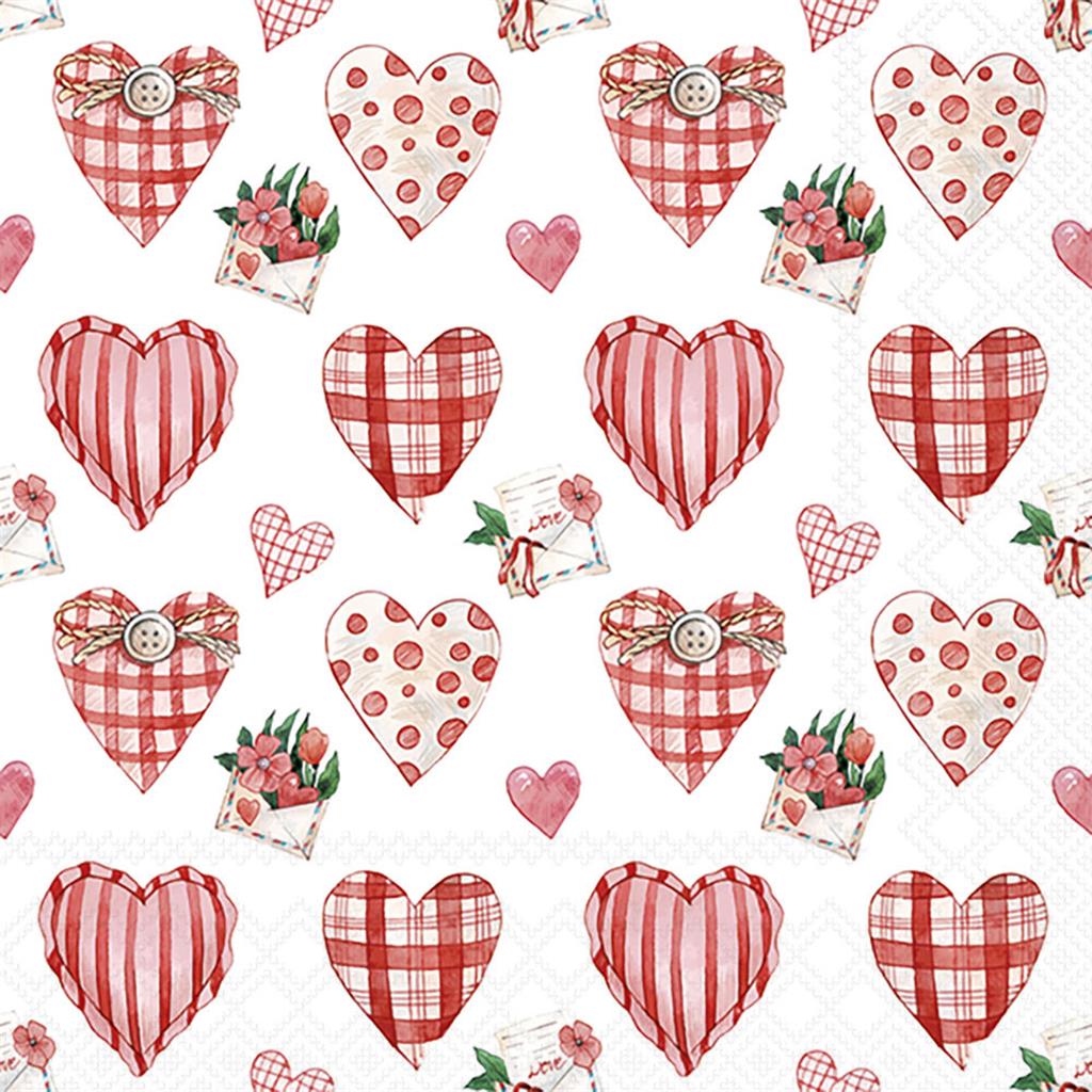 PAQUET 20 TOVALLONS PAPER 33x33cm MOD.LOVELY HEARTS AMBIENTE (1 PQ)