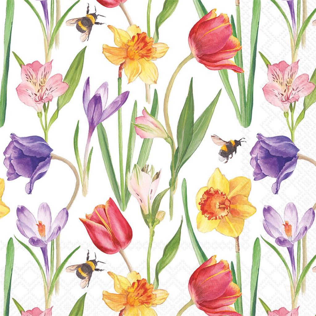 PAQUET 20 TOVALLONS PAPER 33x33cm MOD.FLOWERS IN SPRING AMBIENTE (1 PQ)