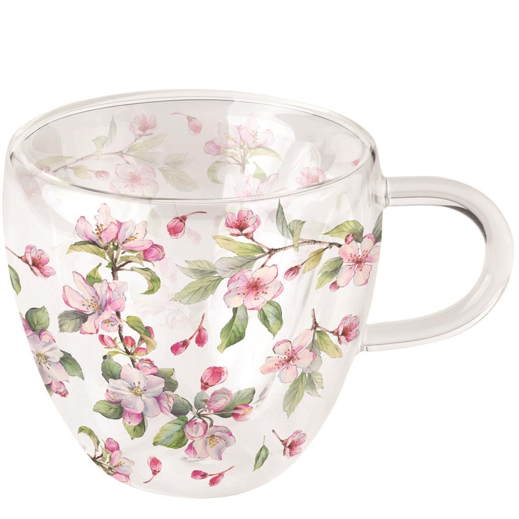 TASSA DOUBLE-WALLED GLASS MOD.SPRING BLOSSOM WHITE AMBIENTE (1 UD)
