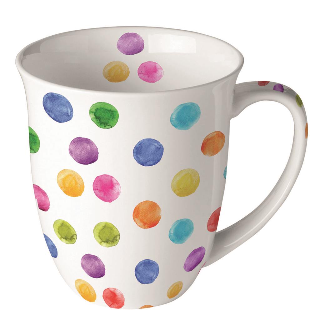MUG PORCELLANA 0.4lts MOD.POLKA DOTS WHITE AMBIENTE (1 UD)