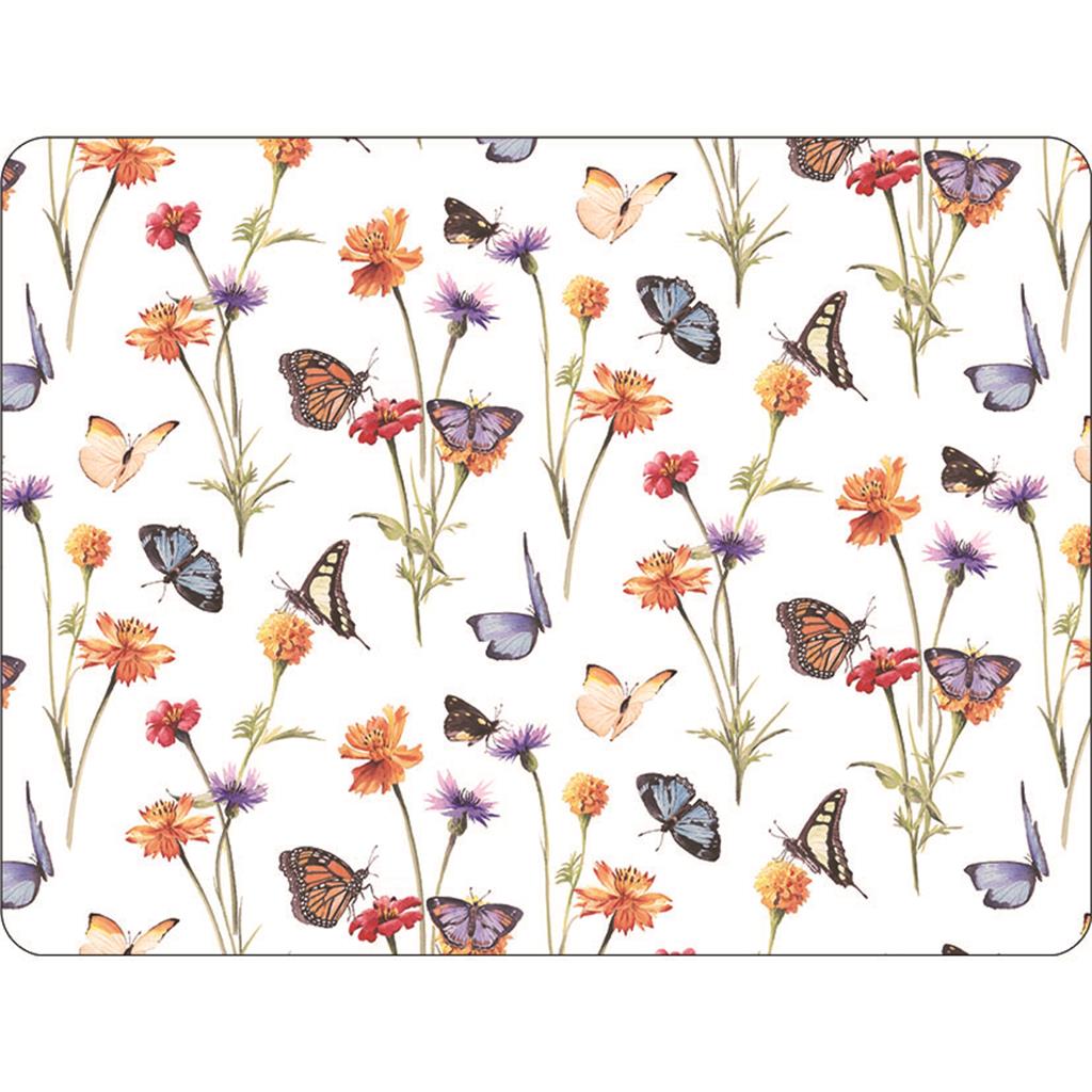 INDIVIDUAL 30x40 PLACEMAT MOD.BUTTERFLY GARDEN WHITE AMBIENTE 83%PVC 17%POLYESTER (1 UD)