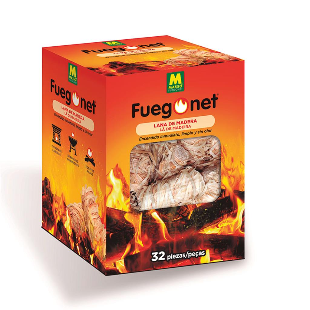 LLANA DE FUSTA PER  ENCENDRE FOC FUEGONET 32uds. MASS&Oacute; (UD de 1 PQ)