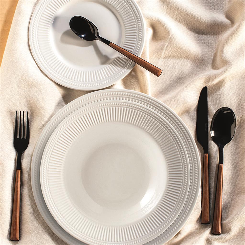 JOC 6 PLATS PLANS 27cm PORCELLANA MOD.DORIQUE BLANC H&H (1 JC)