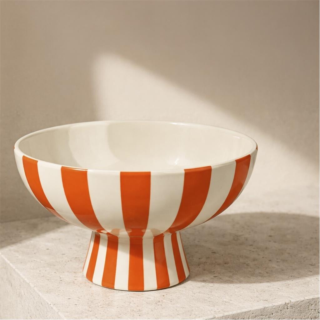 CENTRE PROCELLANA RATLLES TARONJA/BLANC Diam.17xh10cm FOIMPEX (1 UD)