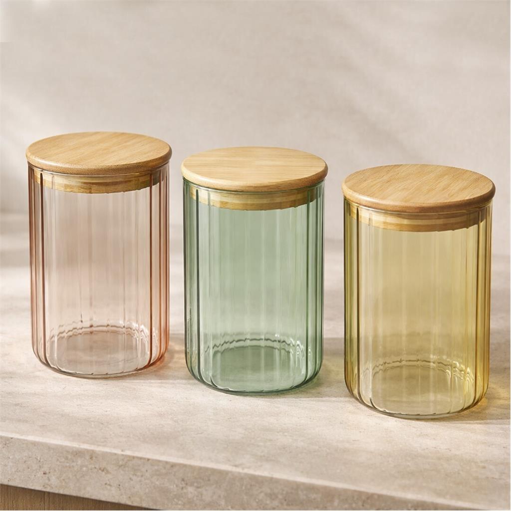 POT VIDRE AMB TAPA BAMBU Diam.10xh15,5cm COLORS FOIMPEX (1 UD)