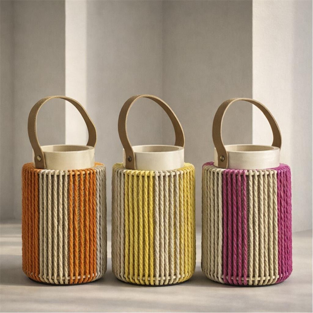 CANDIL AMB NANSA Diam.13x20cm COLORS NATURAL FOIMPEX (1 UD)