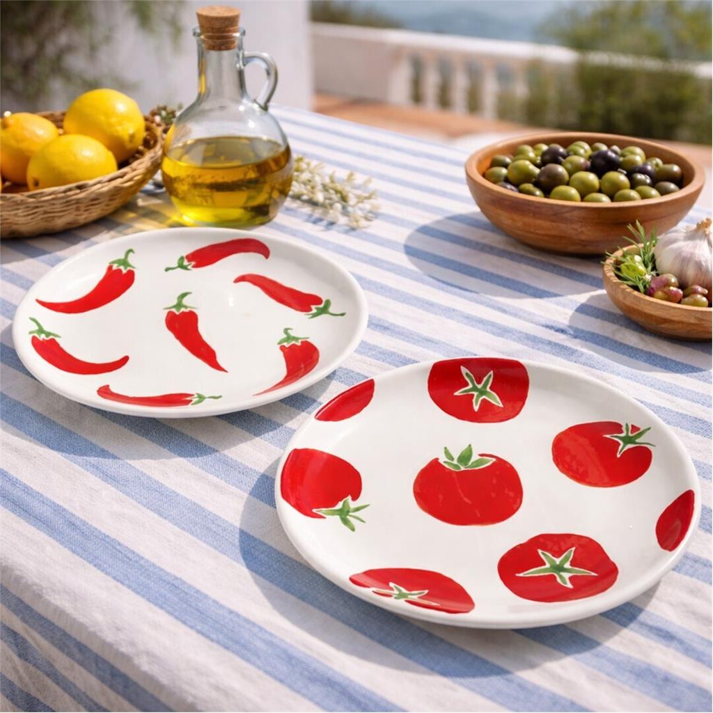 PLAT CERAMICA TOMATA/GUINDILLA Diam.20.5cm FOIMPEX (1 UD)