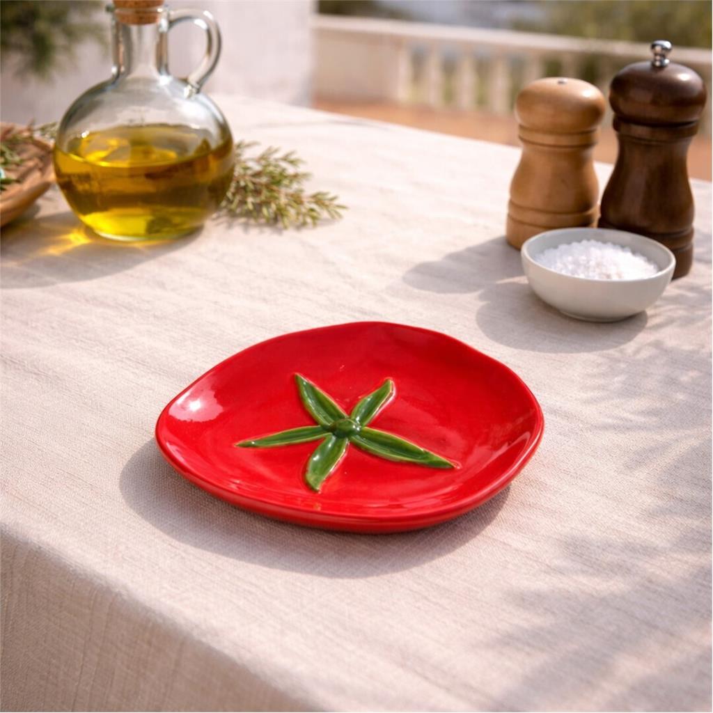PLAT CERAMICA FORMA TOMATA 18,5X17,5 VERMELL FOIMPEX (1 UD)