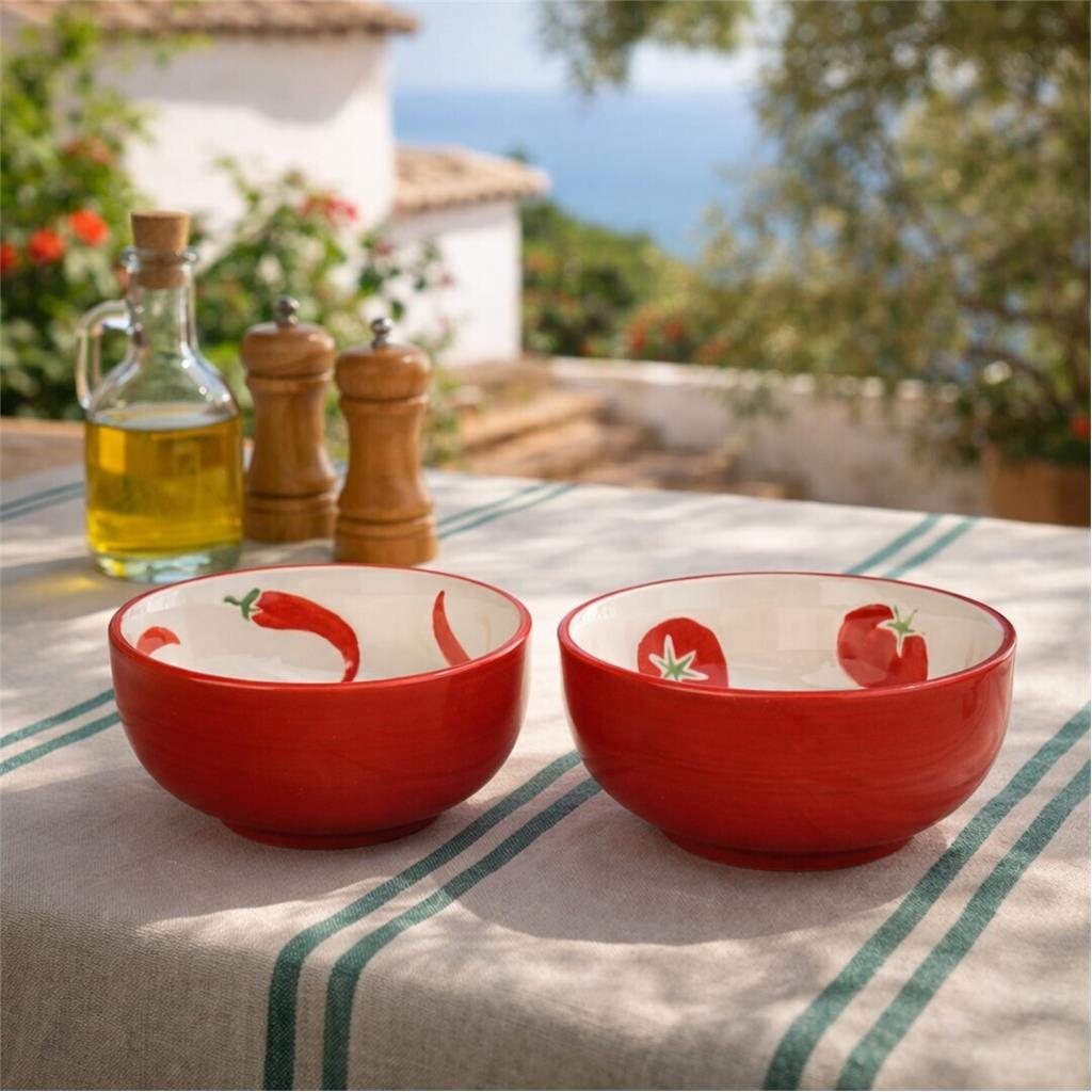 BOL CERAMICA TOMATE/GUINDILLA Diam.11,5xh5.5cm FOIMPEX (1 UD)