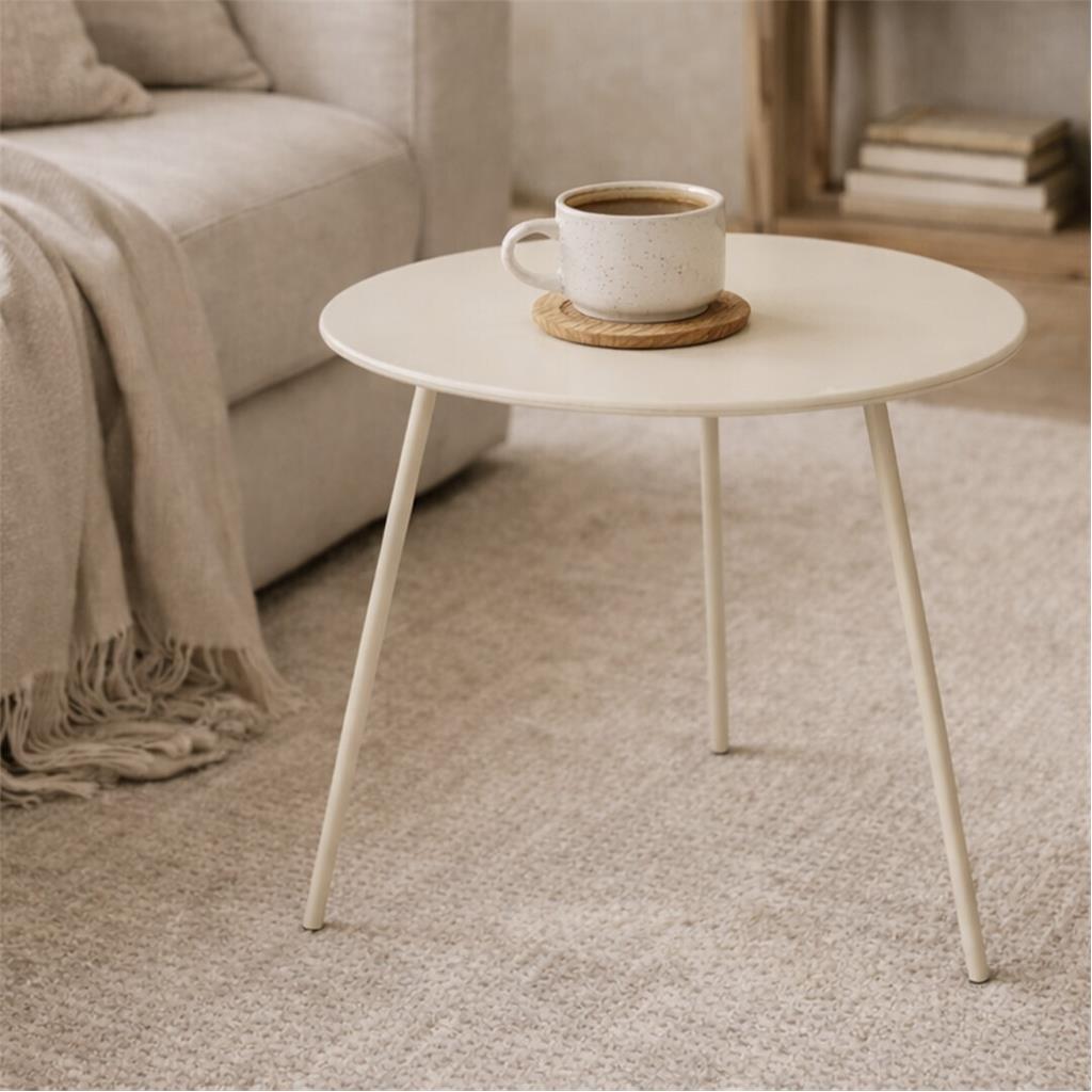 TAULA AUXILIAR Diam.38xh46cm COLOR CREMA FOIMPEX (1 UD)