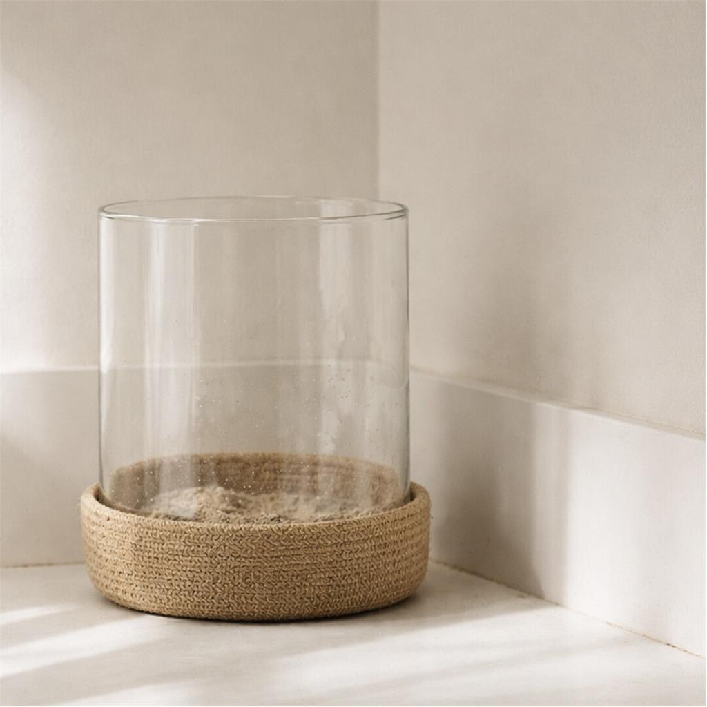 HURRI VIDRE AMB BASE CORDA Diam.21.5xh26cm FOIMPEX (1 UD)