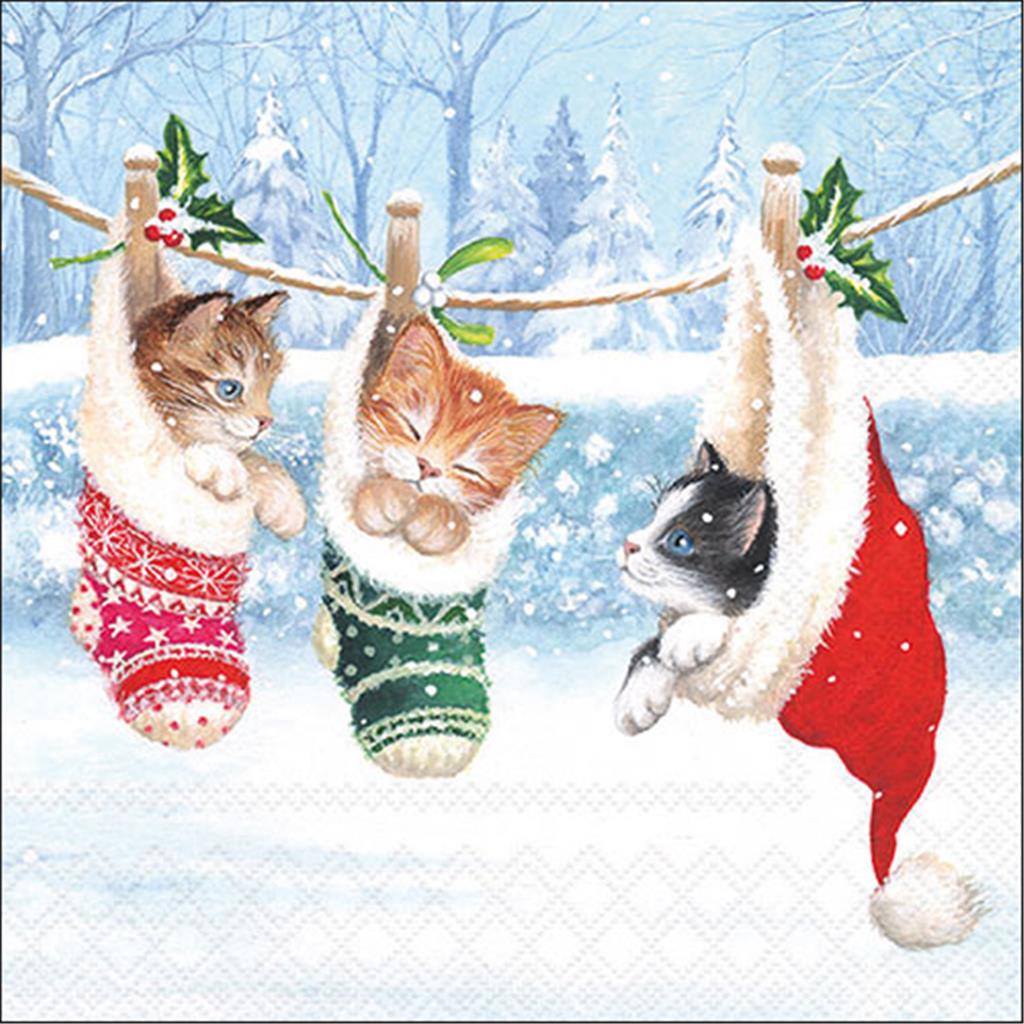 PAQUET 20 TOVALLONS PAPER 33x33cm MOD.KITTEN IN WINTERLAND FSC MIX AMBIENTE (1 PQ)