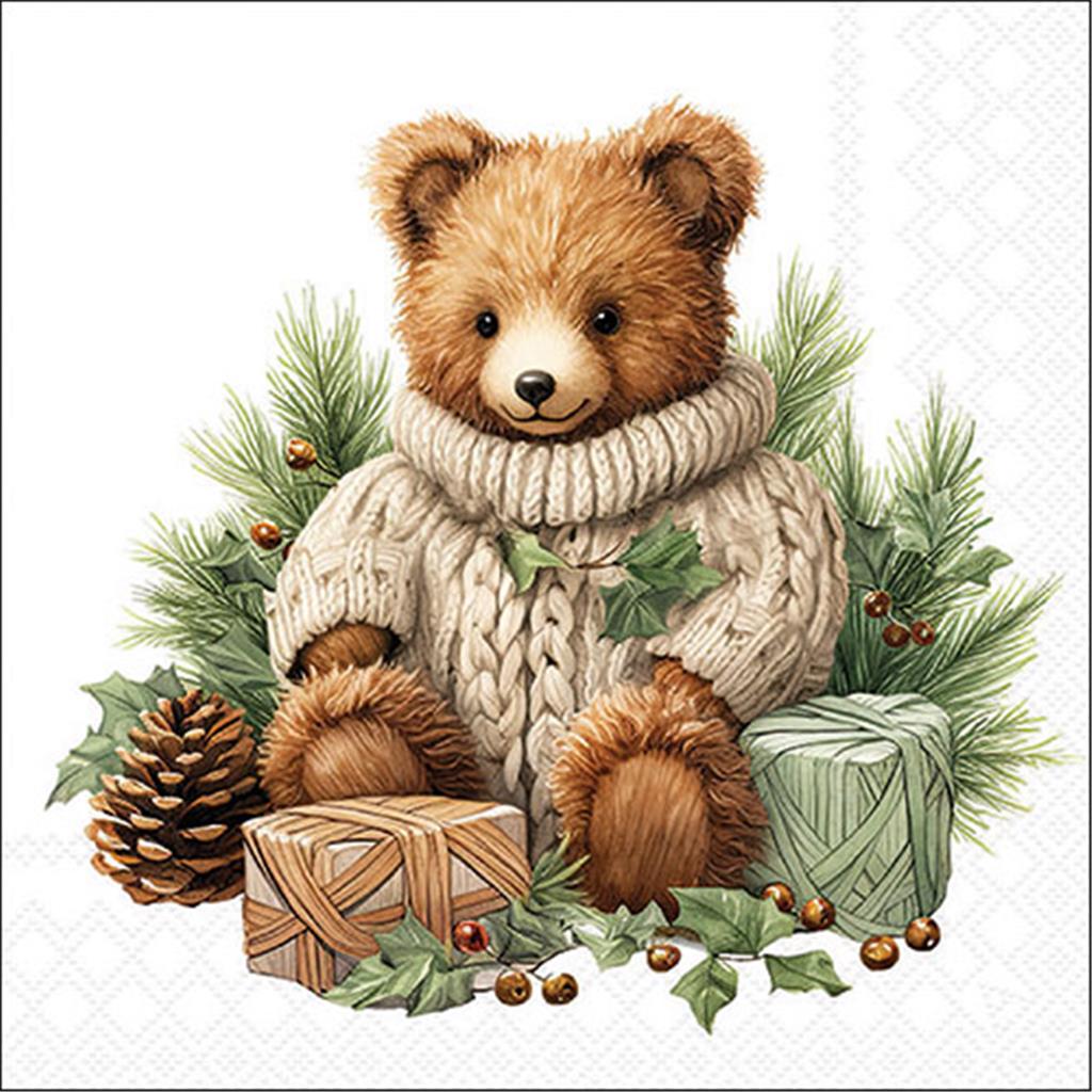 PAQUET 20 TOVALLONS PAPER 33x33cm MOD.CUDDLE BEAR FSC MIX AMBIENTE (1 PQ)