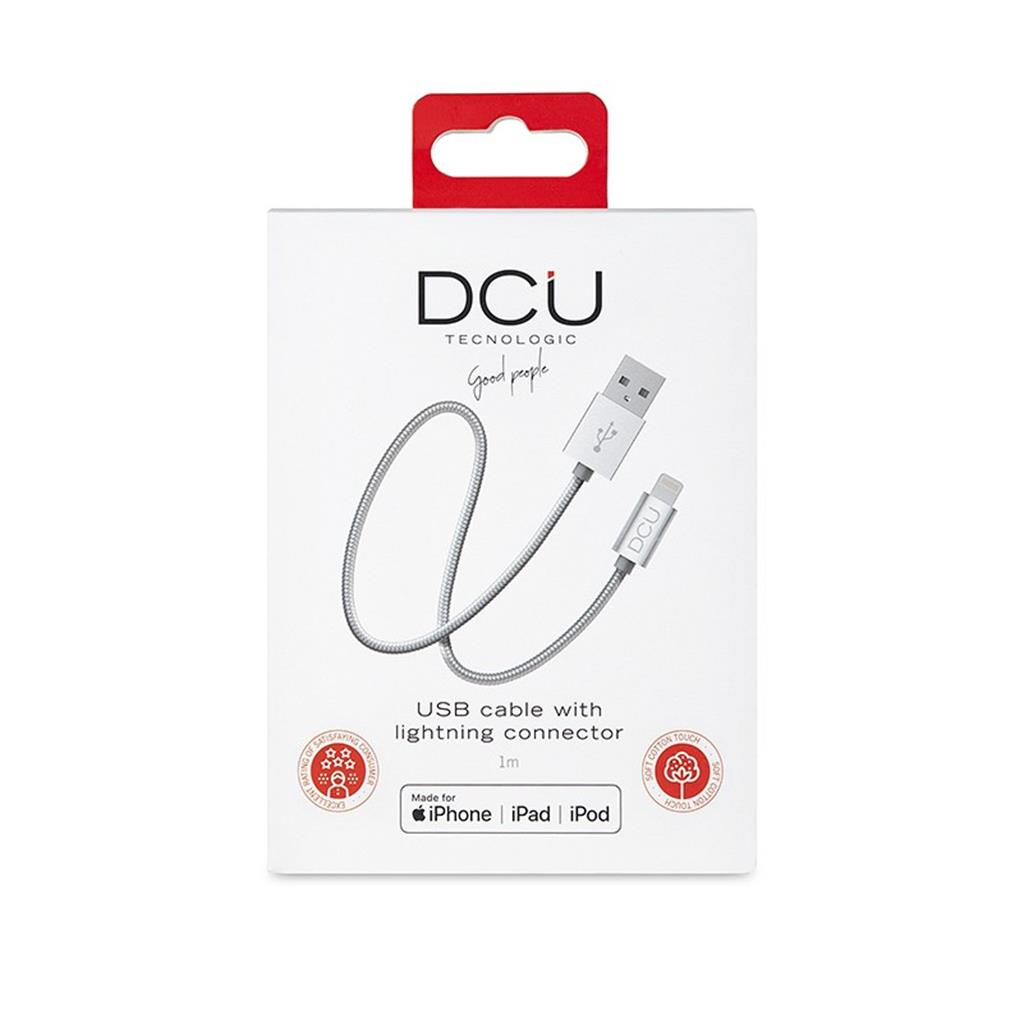 SINCRONITZACIO I CARREGA USB 1mt PLATA DCU IPHONE/IPAD/IPOD (1 UD)