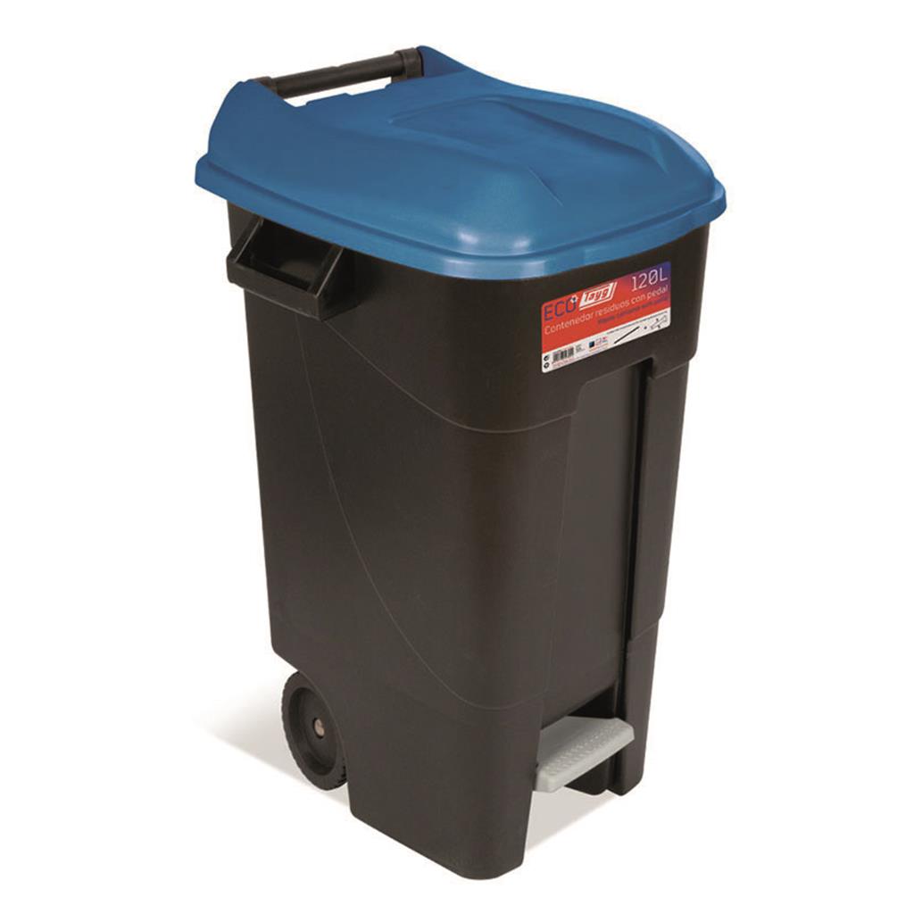 CONTENIDOR AMB PEDAL I RODES 120 lts. BLAU TAYG (1 UD)