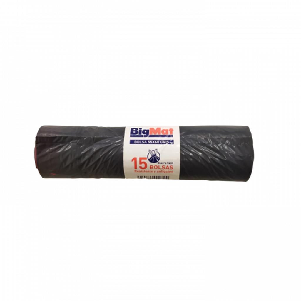 BOSSA BASURA BIGMAT 55x60 CIERRA FACIL GRIS (1 UD)