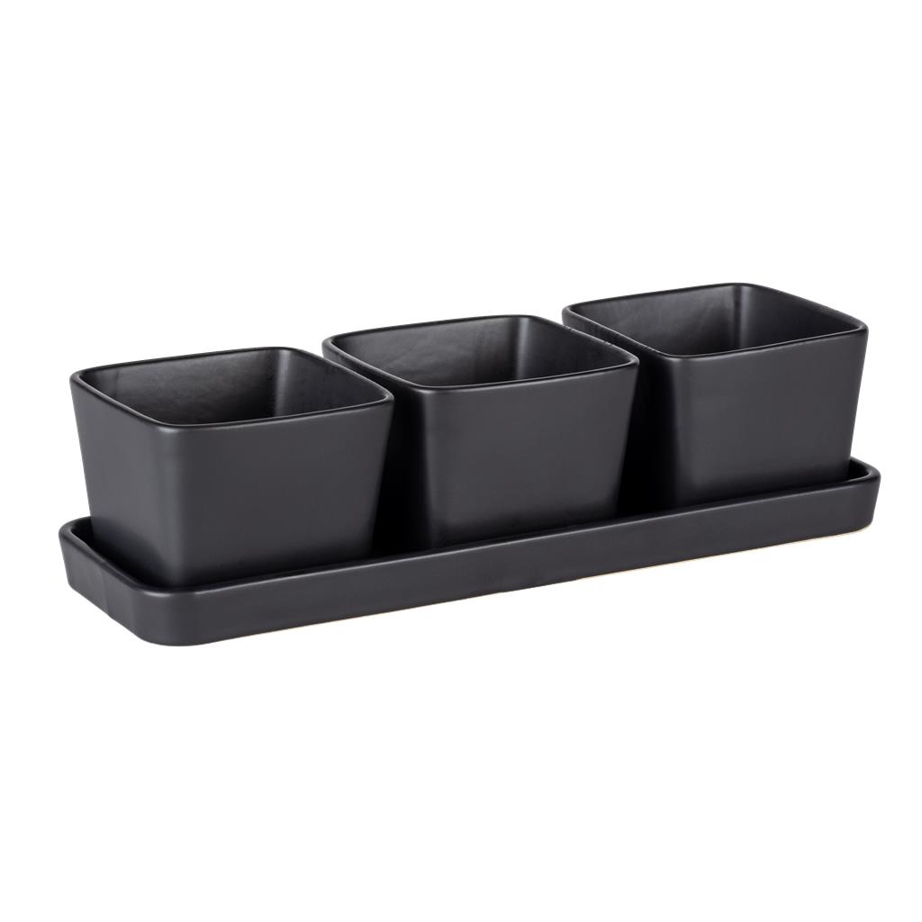 SET 3 BOLS APERITIU I SALSES 3x0.3lt NEGRE BO WENKO (UD1)