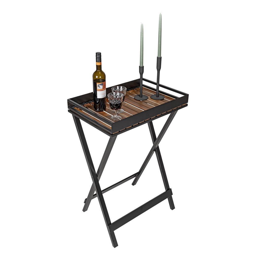TAULA AUXILIAR PLEGABLE AMB BANDEJA EXTRAIBLE NEGRA/NATURAL WENKO (1 UD)