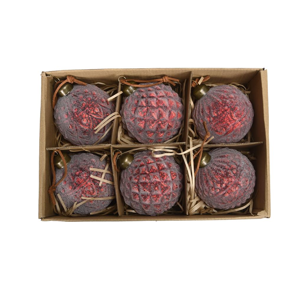 BOLA NADAL DE VIDRE COLOR VERMELL D.8cm DH&G (1 UD)