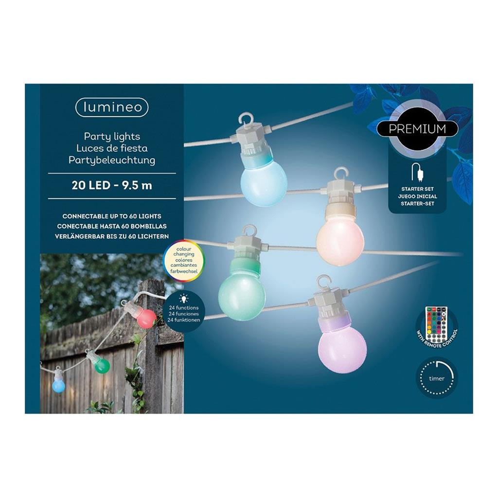 GUIRNALDA EXTERIOR 14.5mts AMB 20 LAMPARES LED RGB COLORS MOD.LUMINEO COLORS (1 UD)
