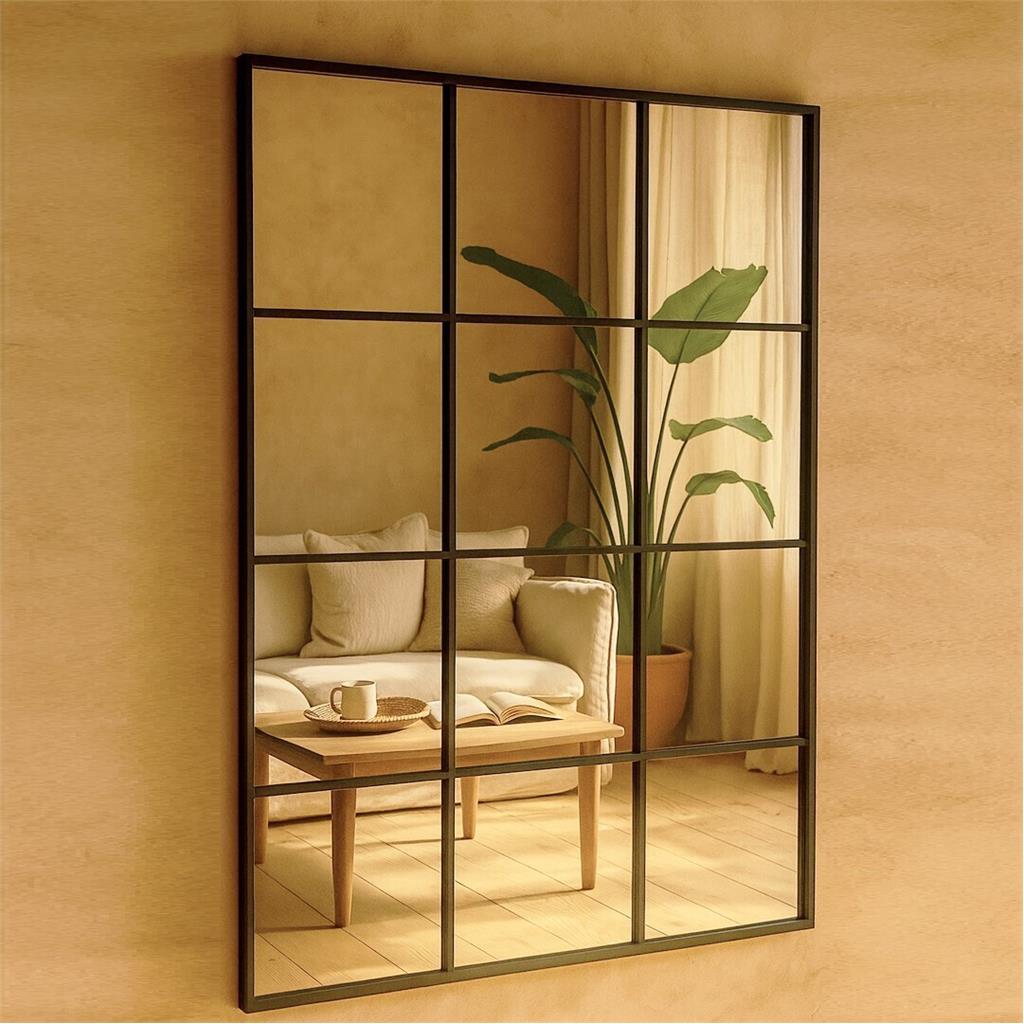 MIRALL AMB 12 SEPARACIONS METALL NEGRE 90x120 FOIMPEX (1 UD)