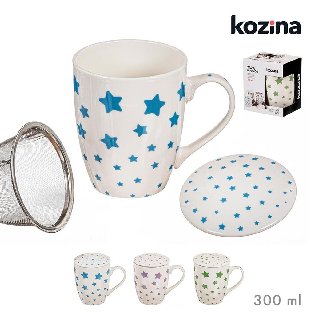 TASSA/MUG INFUSIO AMB FILTRE I TAPA MOD.ESTRELLES 300ml (1 UD)