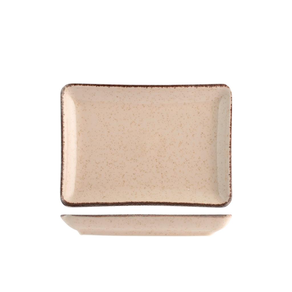 PLATA RECTANGULAR 17x23cm PORCELLANA MOD.PEARL MARFIL (1 UD)