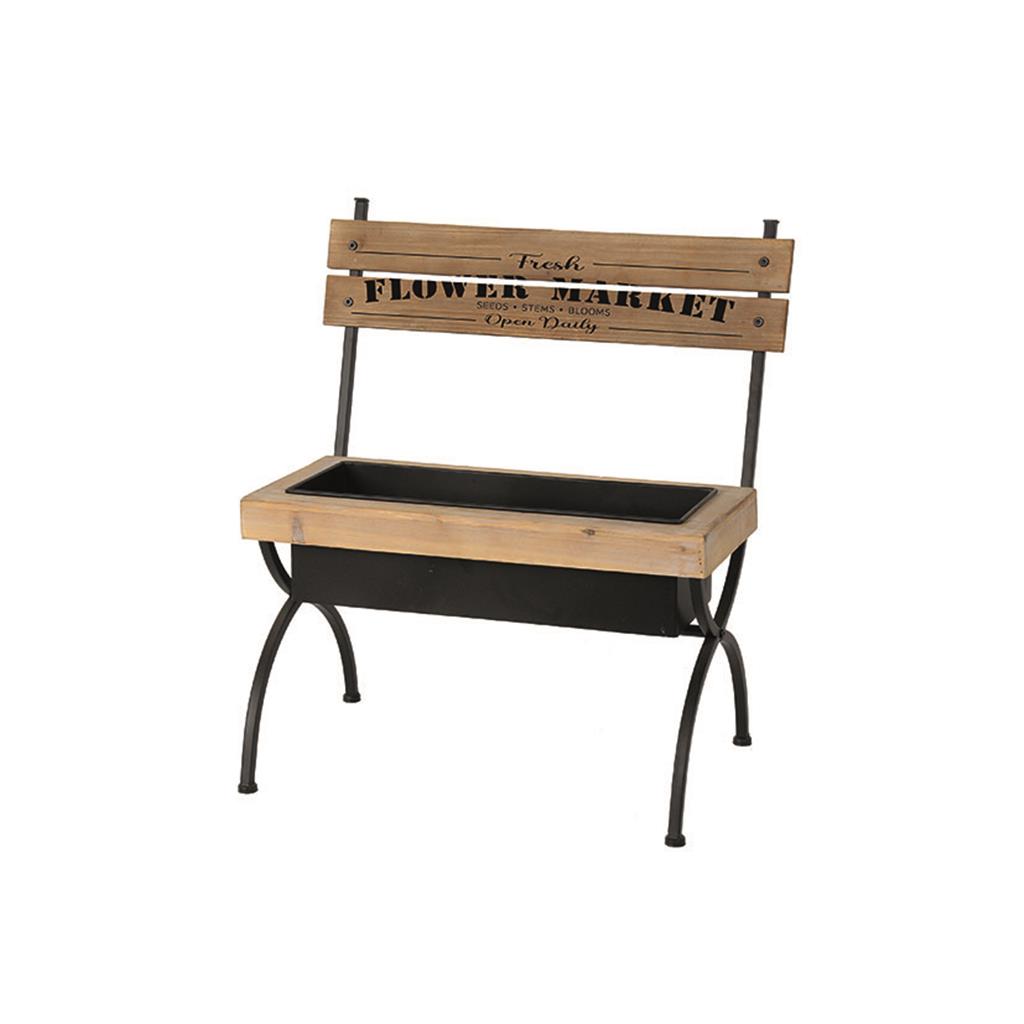 BANC-JARDINERA PER POSAR PLANTES MOD.FLOWER MARKET METALL/FUSTA 57x33xh62cm (1 UD)