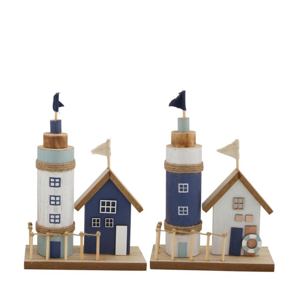 FIGURA FUSTA CASA AMB FARO 100% MDFY 18x7x26cm DH&G (1 UD)