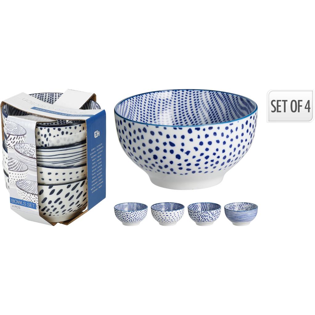 PACK 4 BOLS PORCELLANA BLAUS Diam.11,5xh6cm EH DH&G (1 PQ)