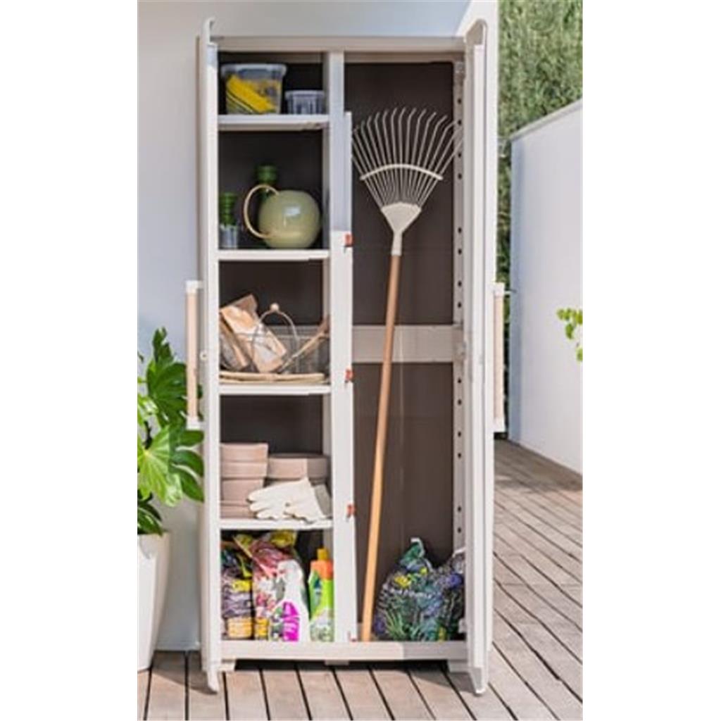 ARMARI EXTERIOR ESCOBERO MOD.GROOVE CURVER KETER 80x45x180cm BEIX/ARENA (1 UD)