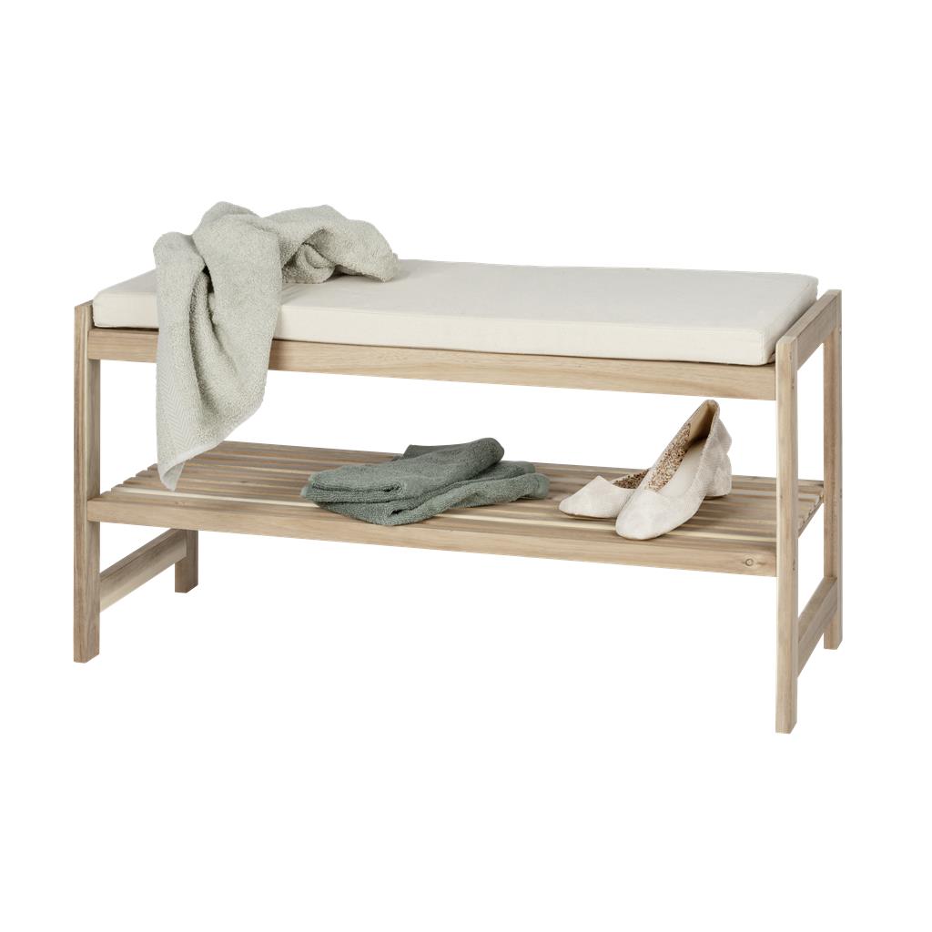 BANC WENKO MOD.ACINA FUSTA ACACIA I TEXTIL BLANC (1 UD)