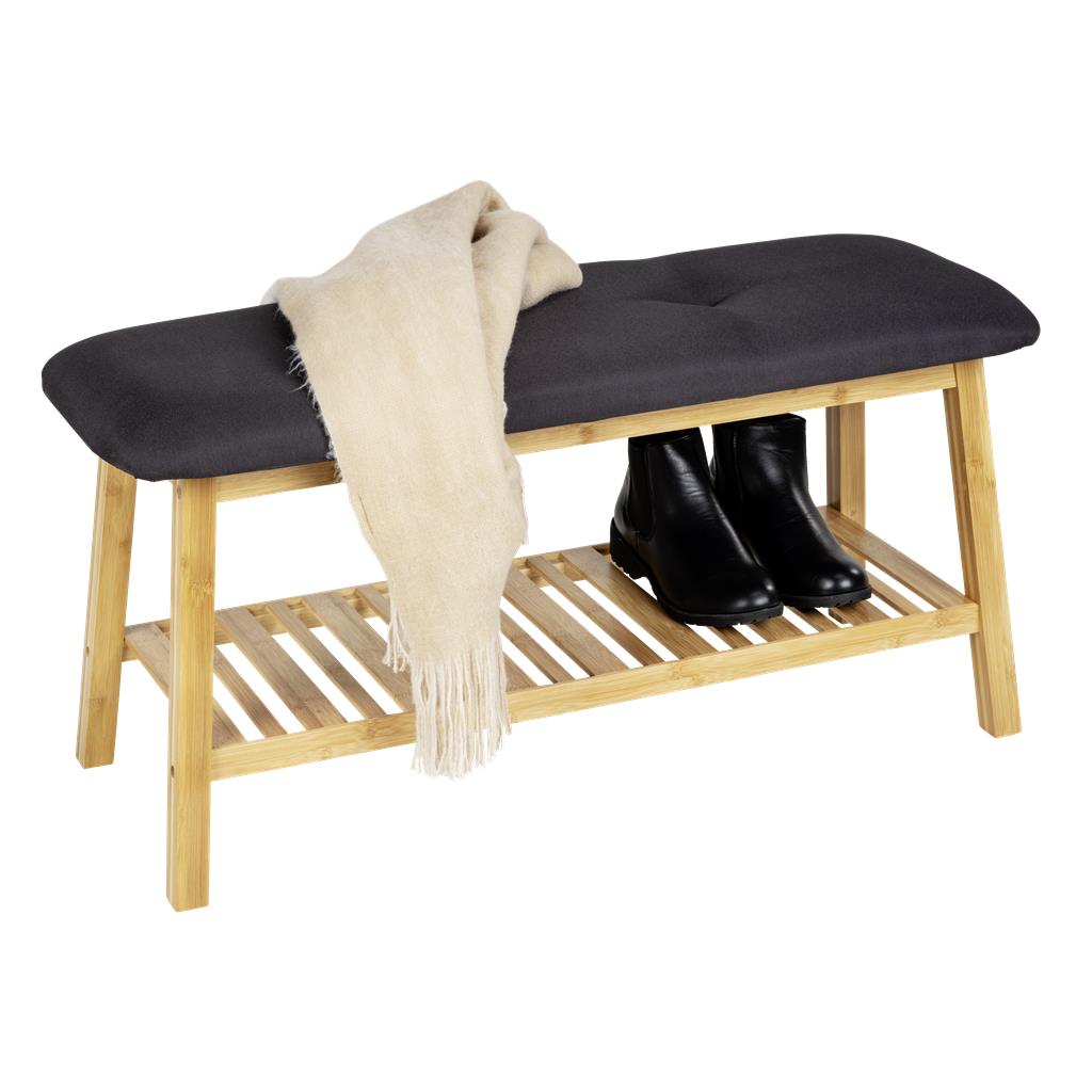 BANC WENKO MOD.ECORI BAMBU I TEXTIL NEGRE 90x33xh45cm (1 UD)