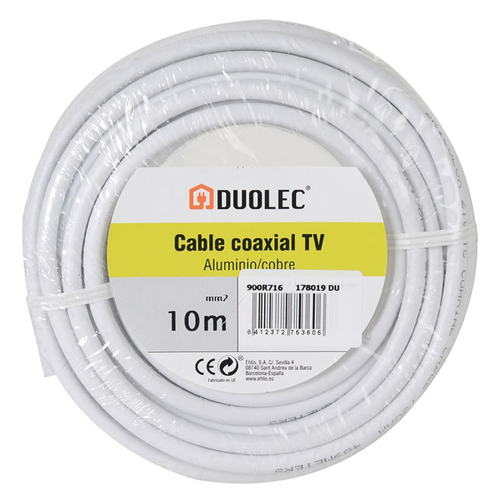CABLE ELECTRIC ANTENA COAXIAL TV DUOLEC ALUMINI/COURE 10mts (1 RL)