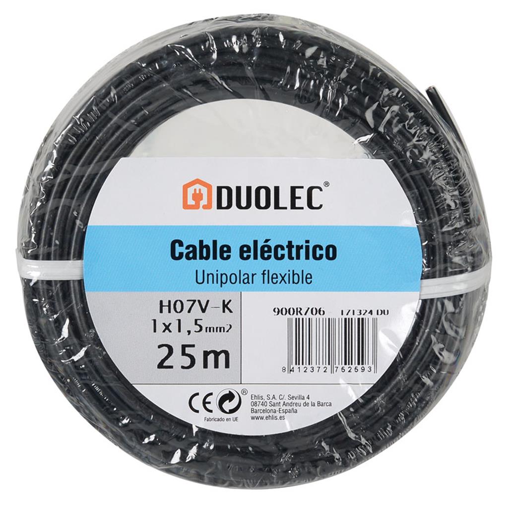 zCABLE ELECTRIC DUOLEC 1.5mmx25mt NEGRE (1 RL)