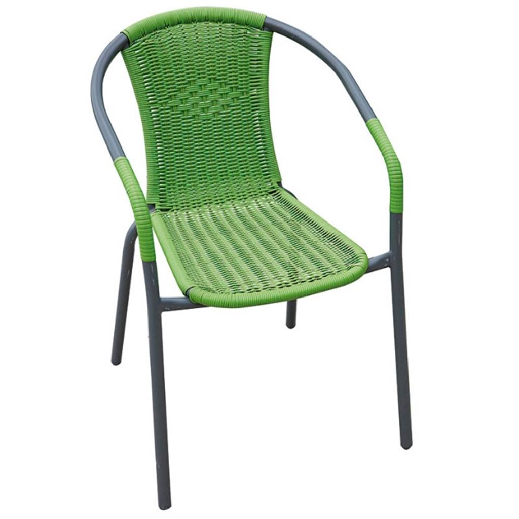 CADIRA JARDI AMB BRA&Ccedil;OS ACER/FIBRA MOD.BASIC VERDA 53x58xh77cm. (1 UD)