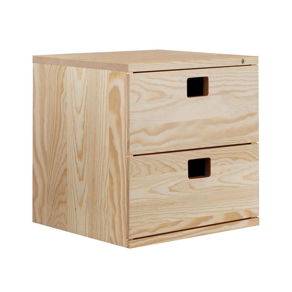CALAIXERA MODULAR 2 CALAIXOS 36x33x36cm FUSTA PI COMBINABLE Combinable. (1 UD)