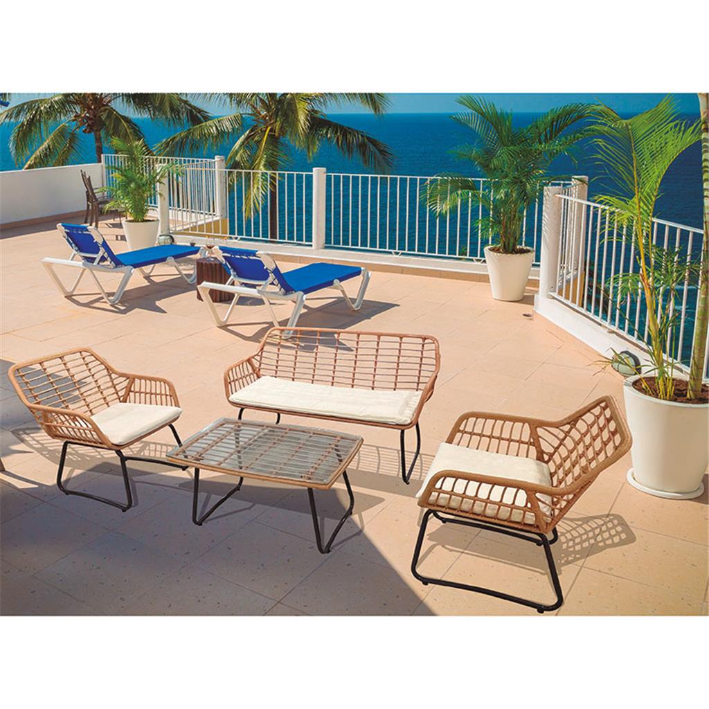 CONJUNT JARDI MOD.SITGES ESTRUCTURA METAL.LICA I RATAN (1 CJ)