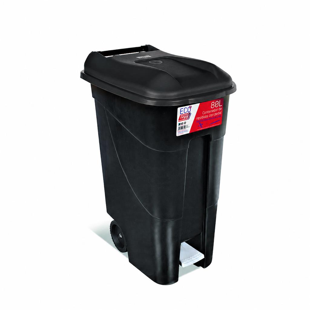 CONTENIDOR/CUB AMB PEDAL 100lts TAYG TAPA NEGRA (1 UD)