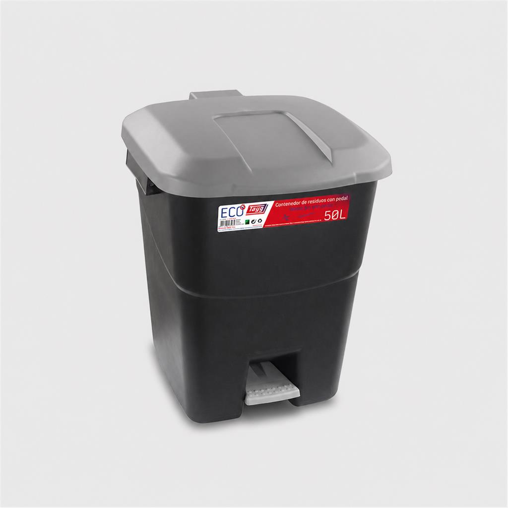 CONTENIDOR/CUB AMB PEDAL 50lts TAYG TAPA GRIS (1 UD)