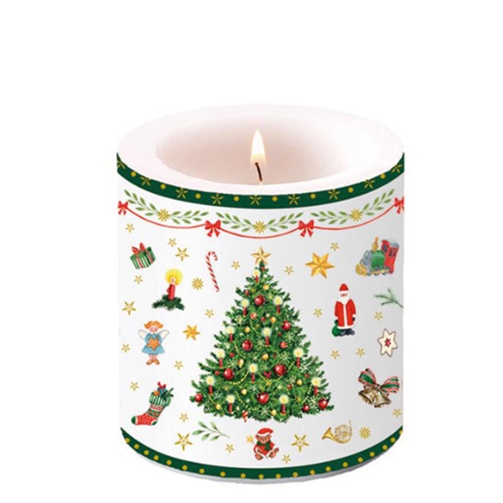 ESPELMA PARAFINA 9x7.5cm SERIE CHRISTMAS EVERGREEN (1 UD)