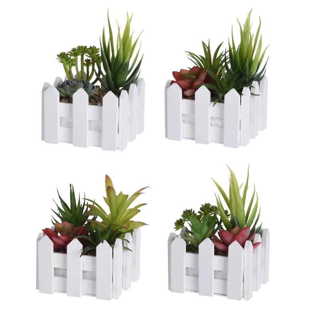 JARDINERA DE FUSTA AMB PLANTA ARTIFICIAL 10x10x15cm. (1 UD)